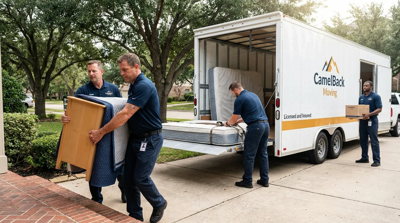 Crew loading residential truck for cross-state move from Rolling Fork, MS